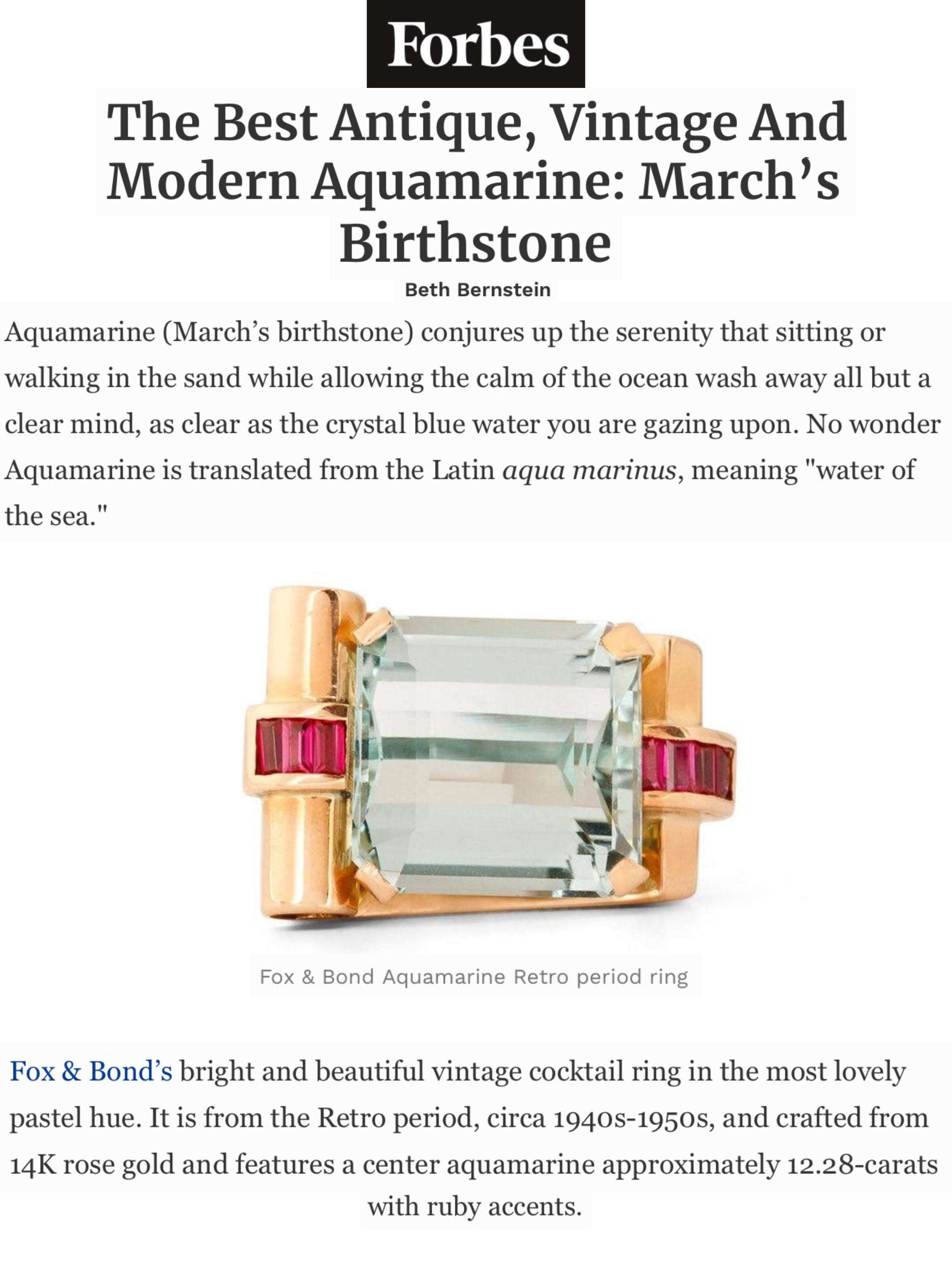 Forbes: The Best Antique, Vintage And Modern Aquamarine: March’s Birthstone