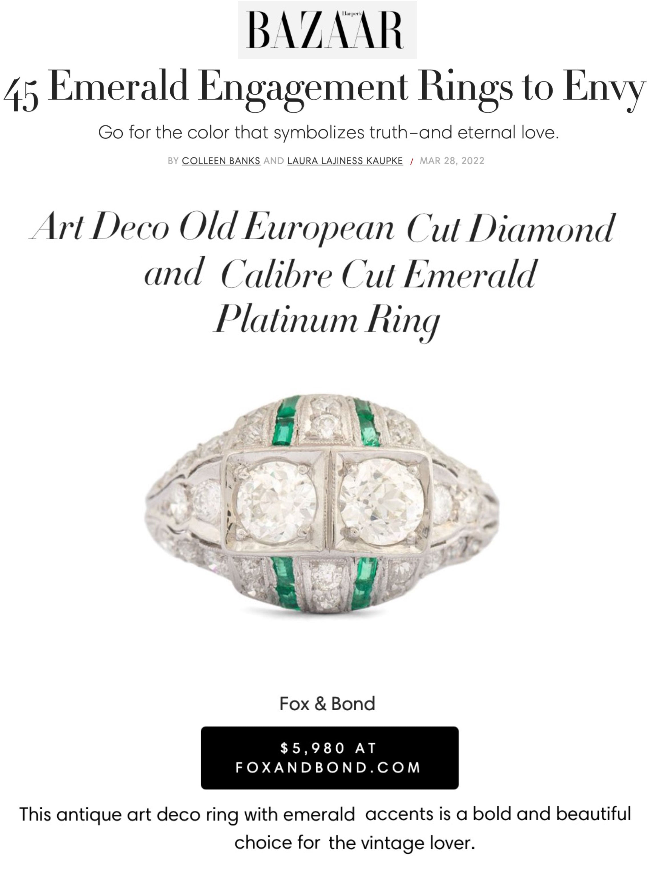 Harpers Bazaar: 45 Emerald Engagement Rings to Envy