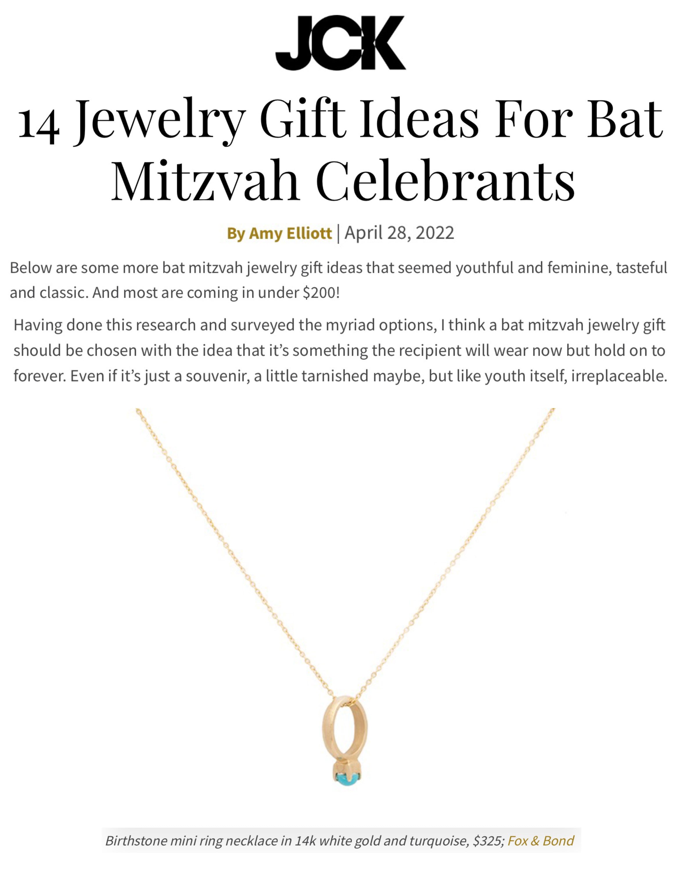 JCK: 14 Jewelry Gift Ideas For Bat Mitzvah Celebrants