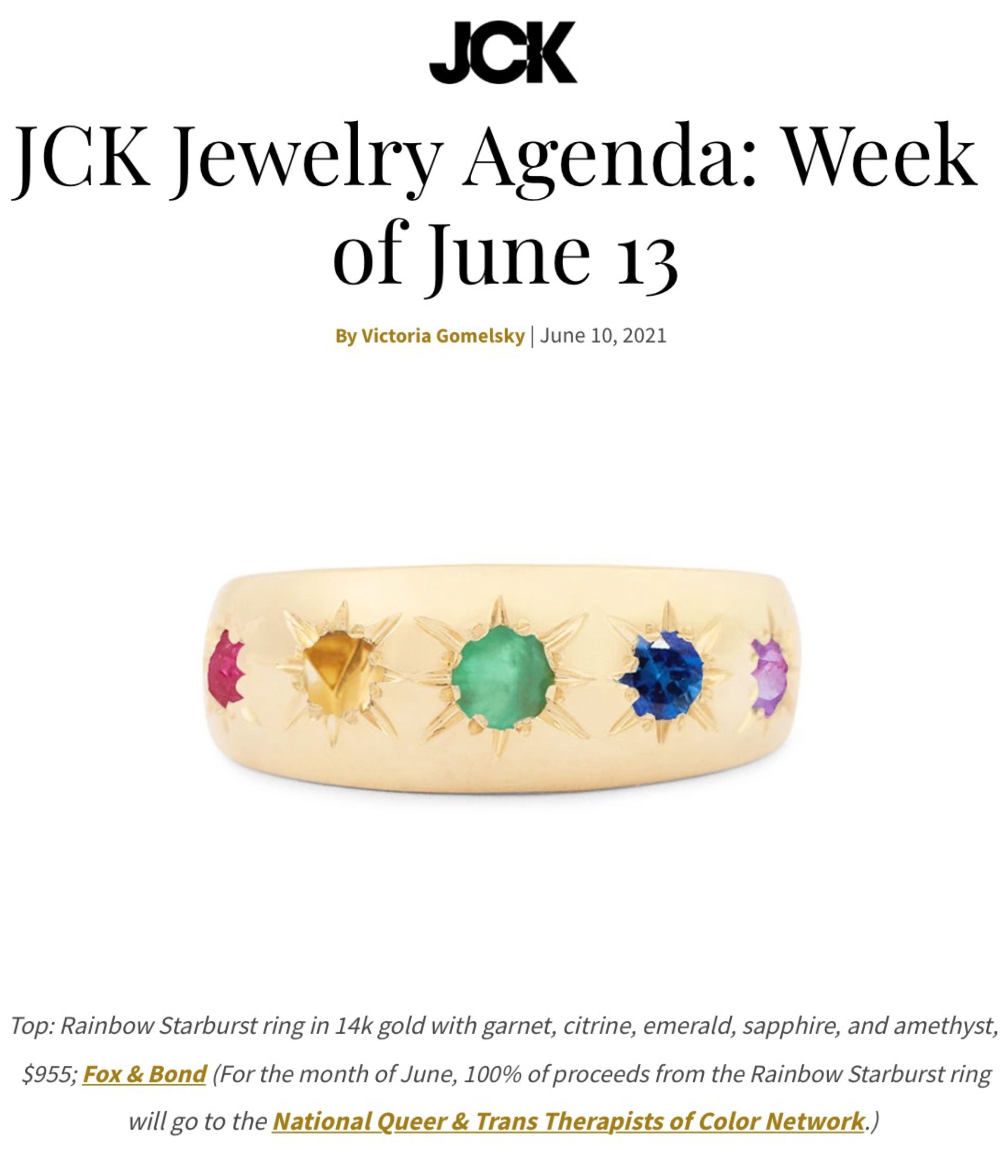 JCK: Jewelry Agenda: Week of June 13