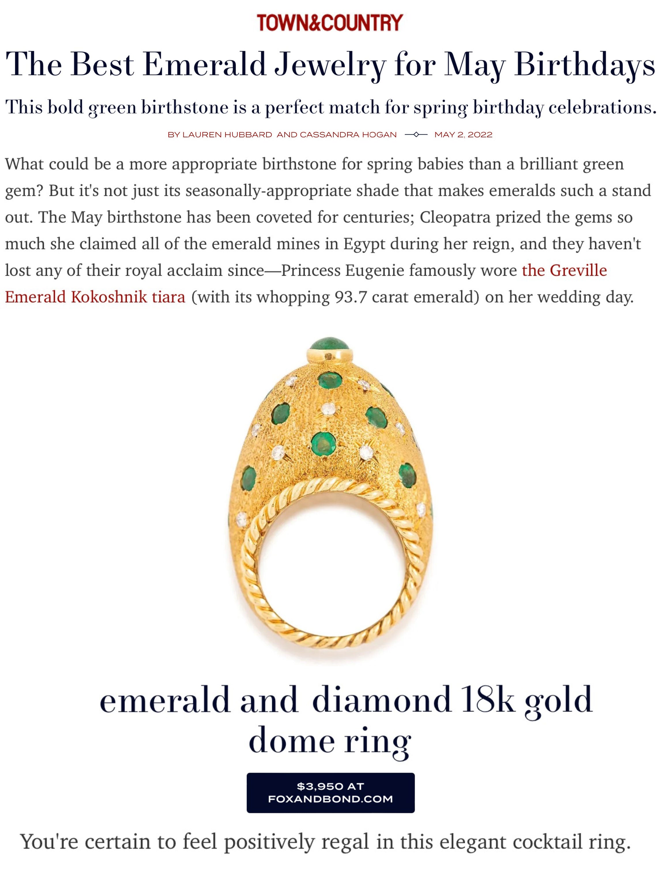 Town & Country: The Best Emerald Jewelry for May Birthdays