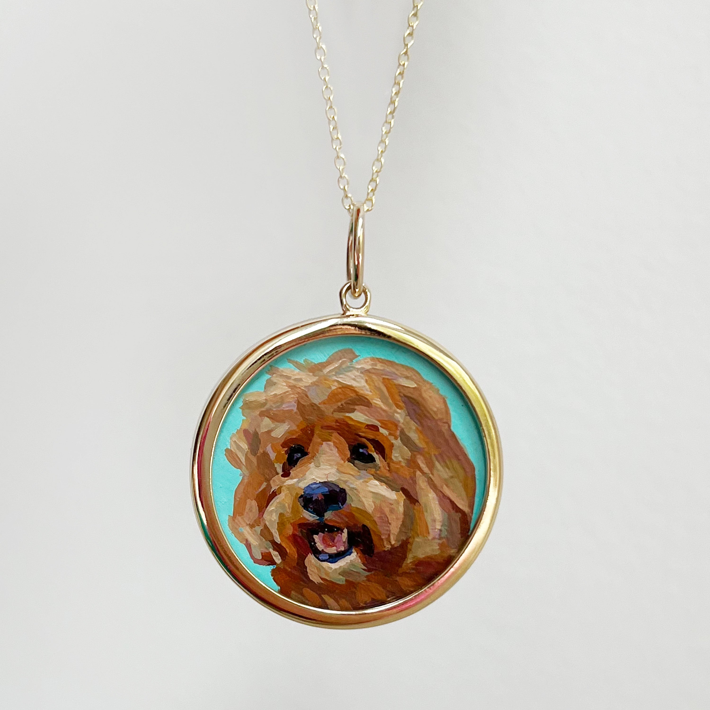 The F&B Custom Hand-Painted Pet Portrait Necklace With Rose Cut Sapphires