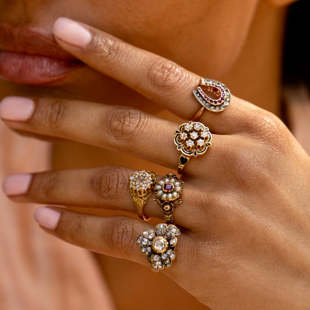 Victorian Diamond Cluster and 14k Gold Ring