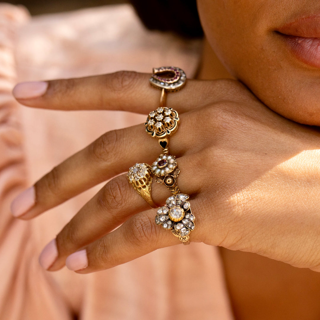 Victorian Diamond Cluster and 14k Gold Ring