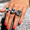 Large Aquamarine, Diamond, and 18K Gold Ring