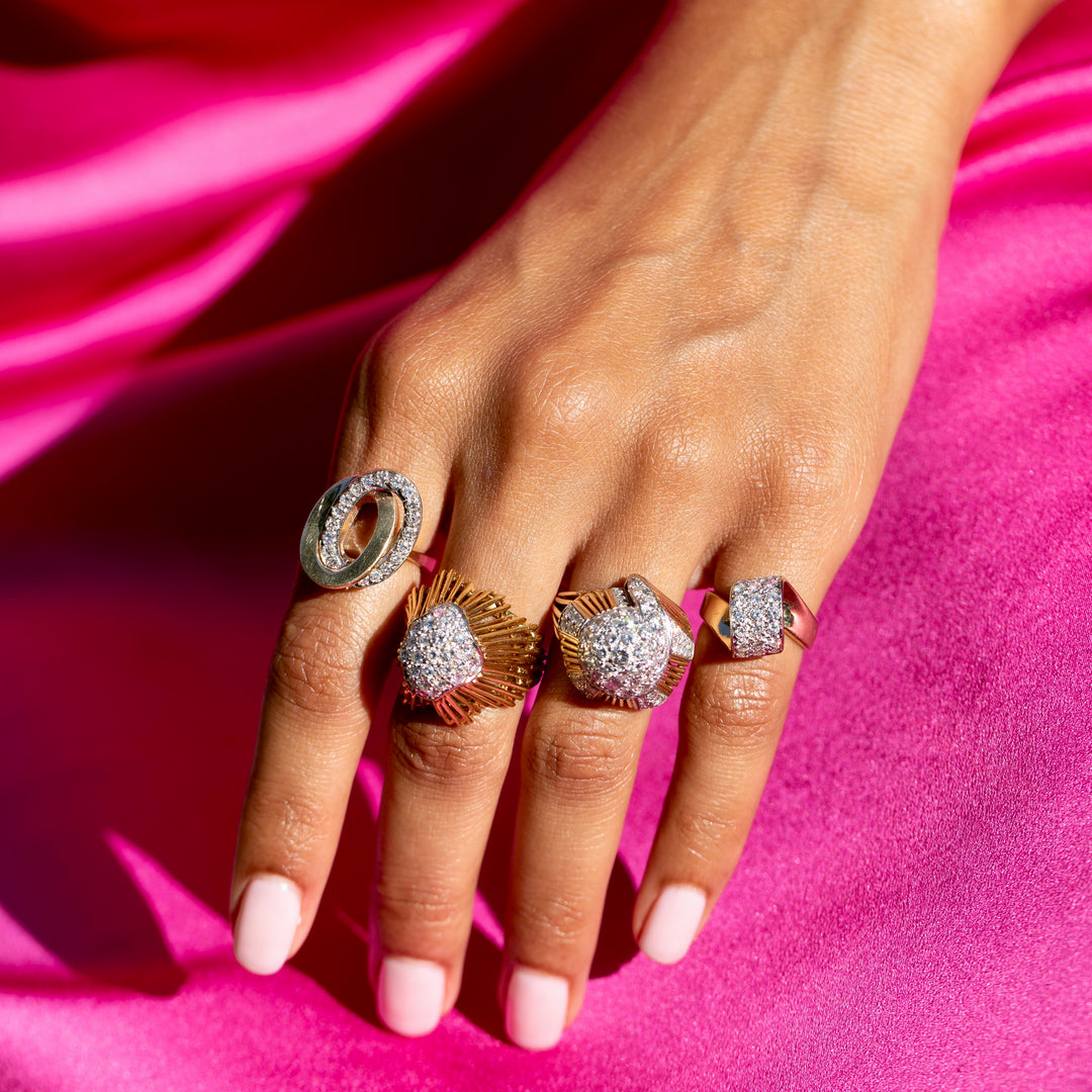 Diamond and 18K Bi-Color Gold Loop Ring