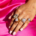 Diamond and 18K Bi-Color Gold Loop Ring