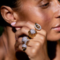 Diamond and 18K Bi-Color Gold Loop Ring