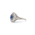 Edwardian Sapphire, Diamond, and Platinum Cluster Ring