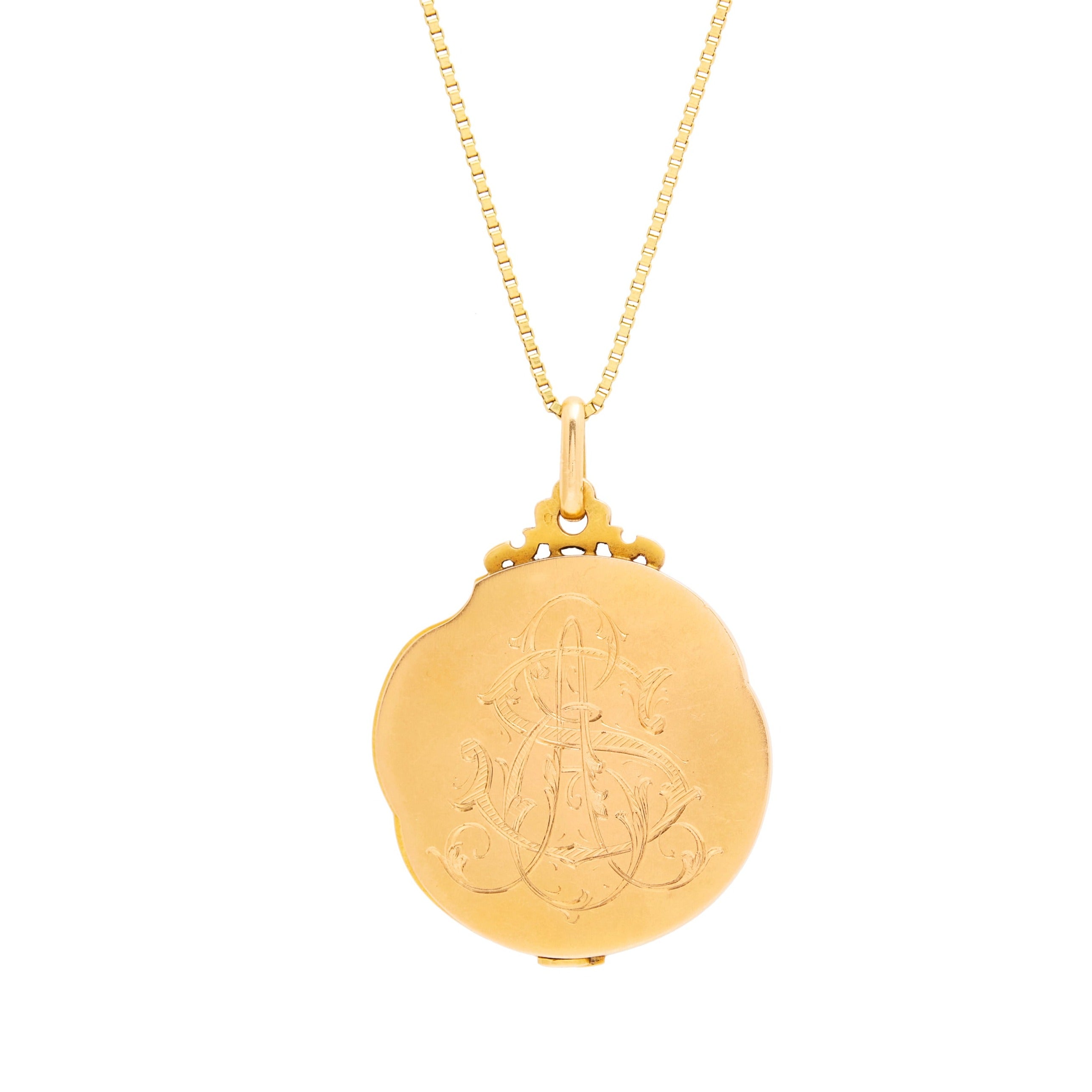 French Art Nouveau 18K Gold and Diamond Sliding Locket