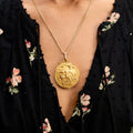 French Art Nouveau 18K Gold and Diamond Sliding Locket Necklace
