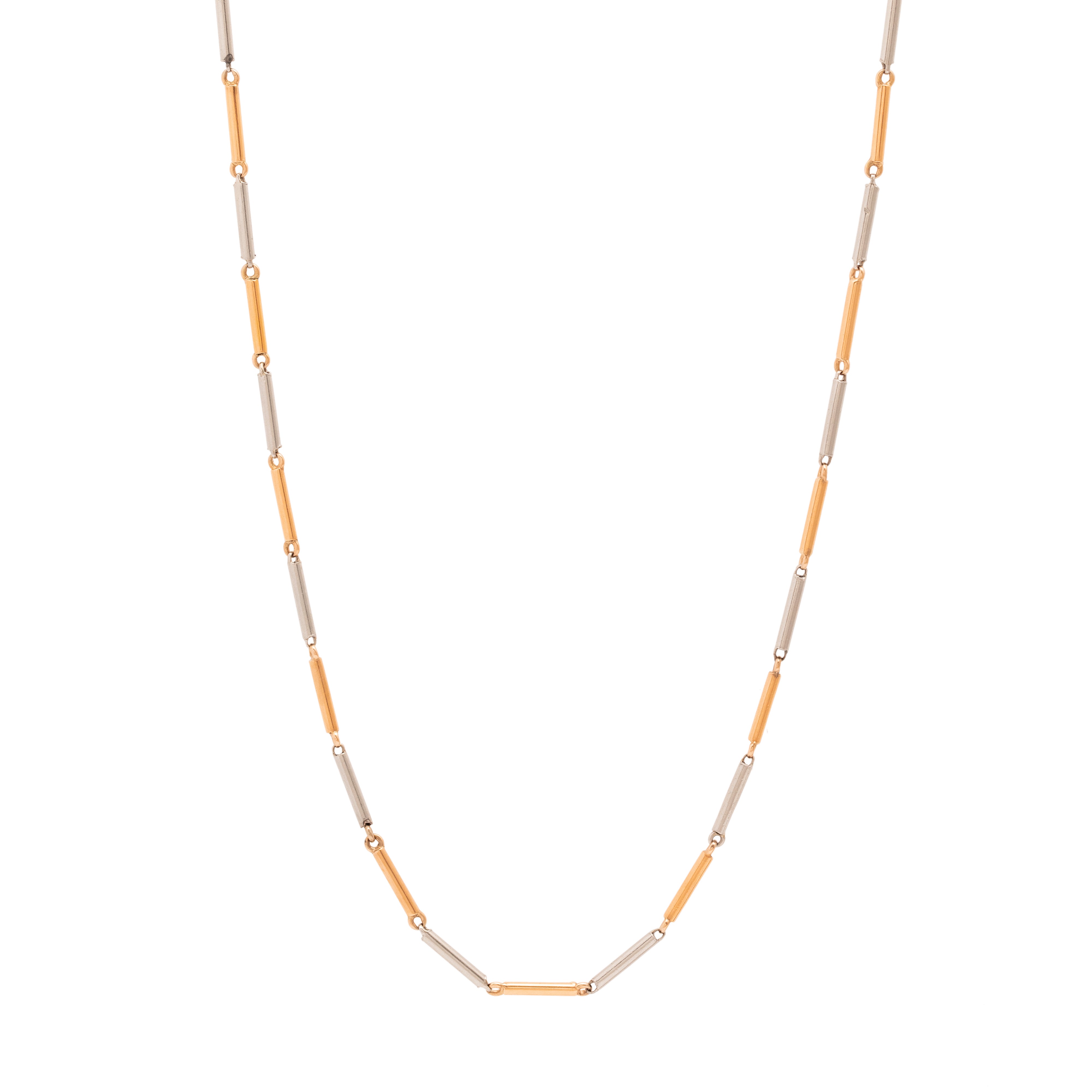 Art Deco Platinum and 14K Rose Gold 16" Chain Necklace
