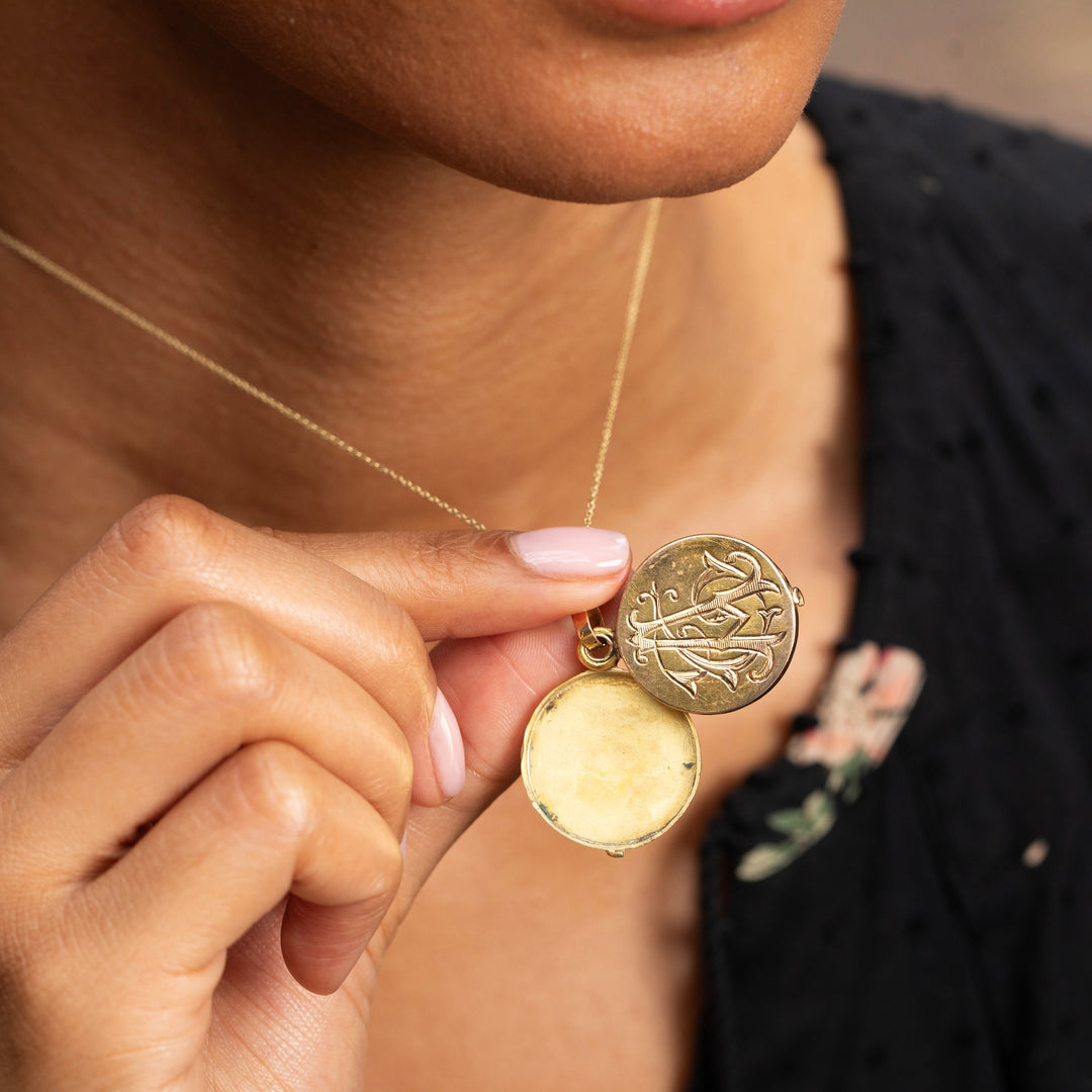 Victorian Diamond, Sapphire, and 14K Gold Horseshoe Locket