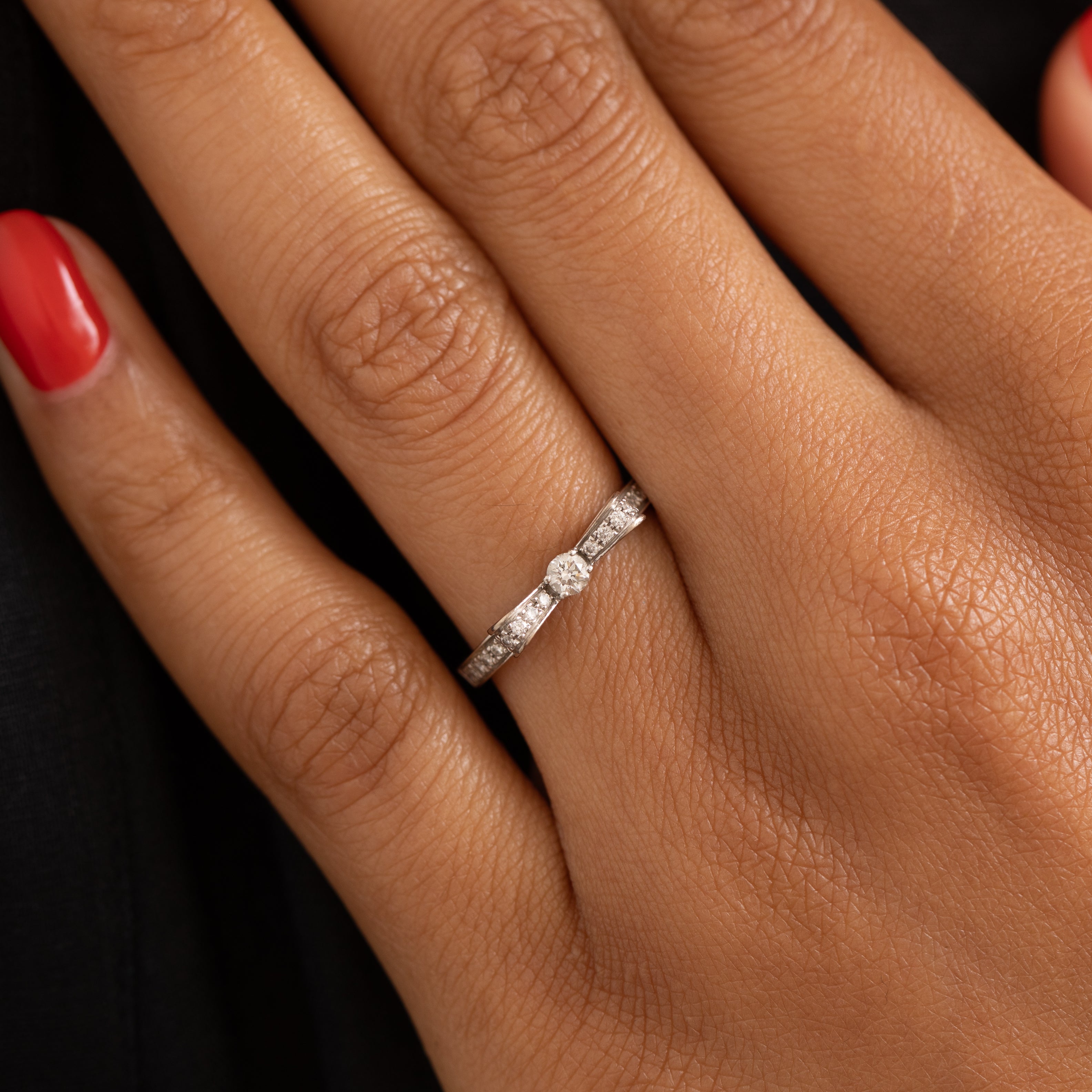 Chanel Ruban Diamond Bow Ring 18K White Gold