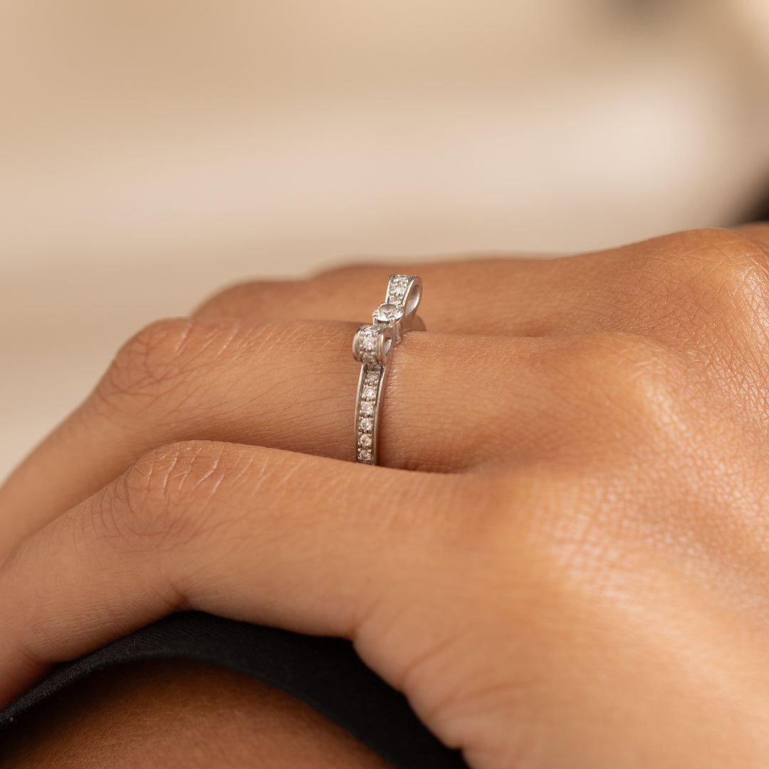 Chanel Ruban Diamond Bow Ring 18K White Gold