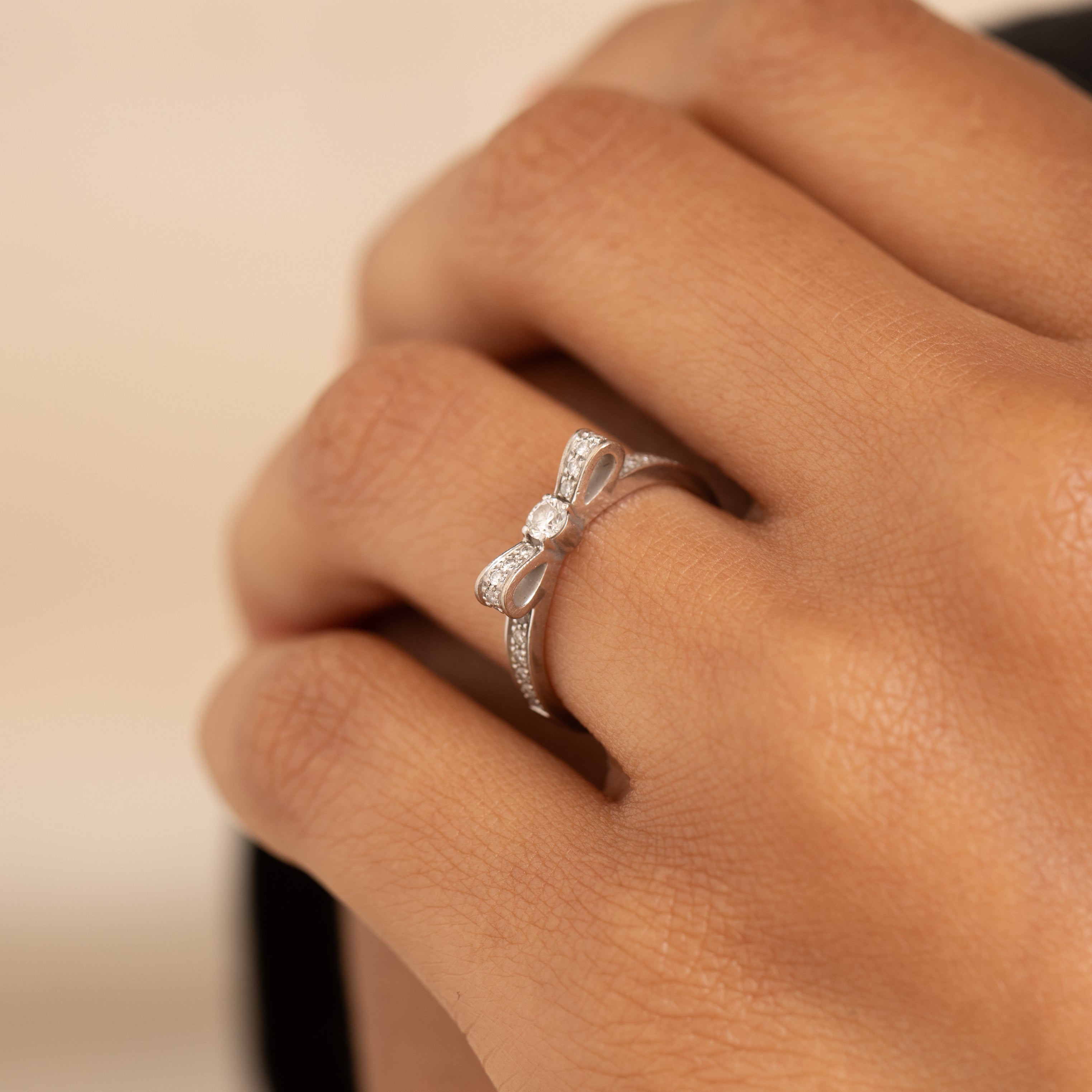 Chanel Ruban Diamond Bow Ring 18K White Gold