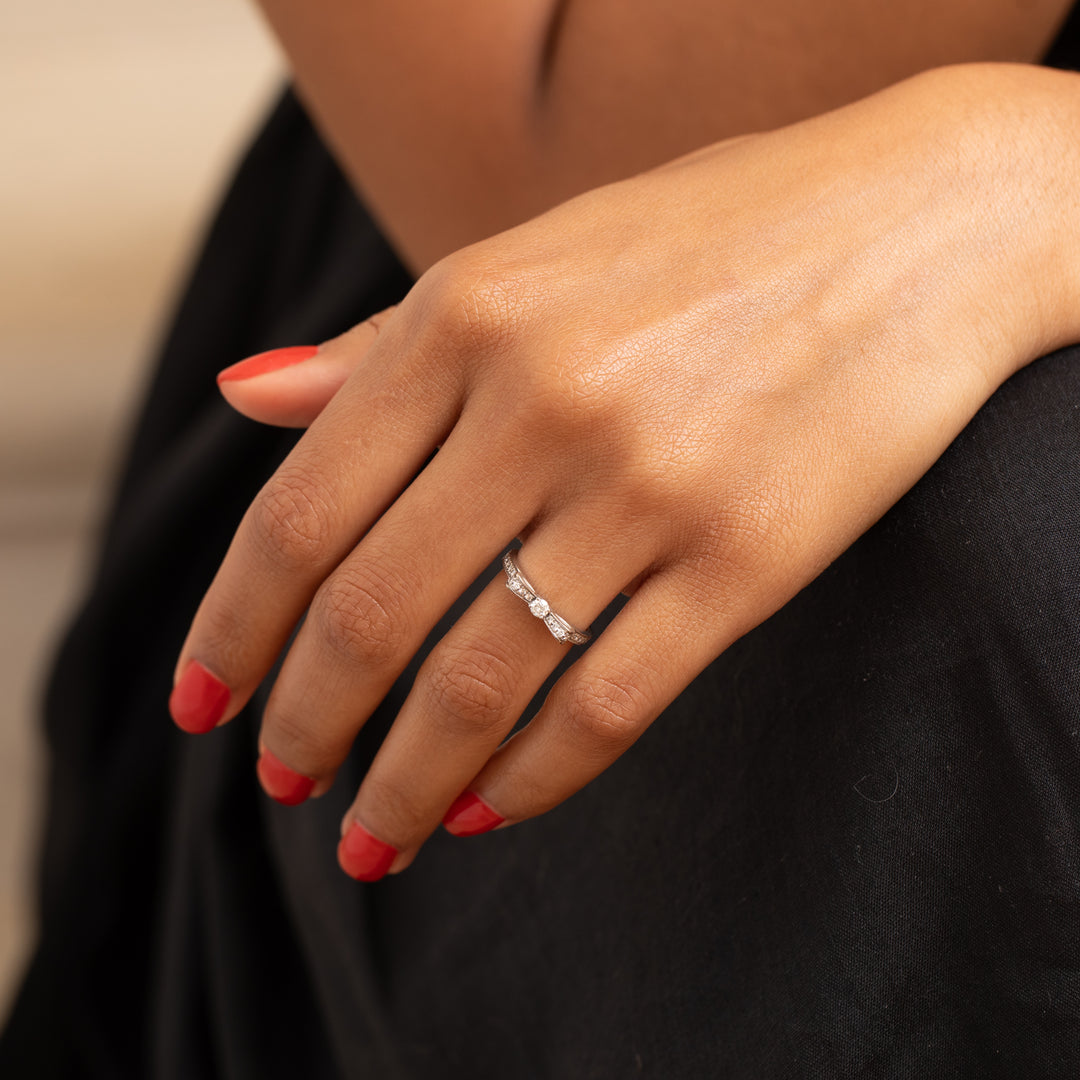 Chanel Ruban Diamond Bow Ring 18K White Gold