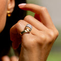 Diamond and 18K Bi-Color Gold Loop Ring
