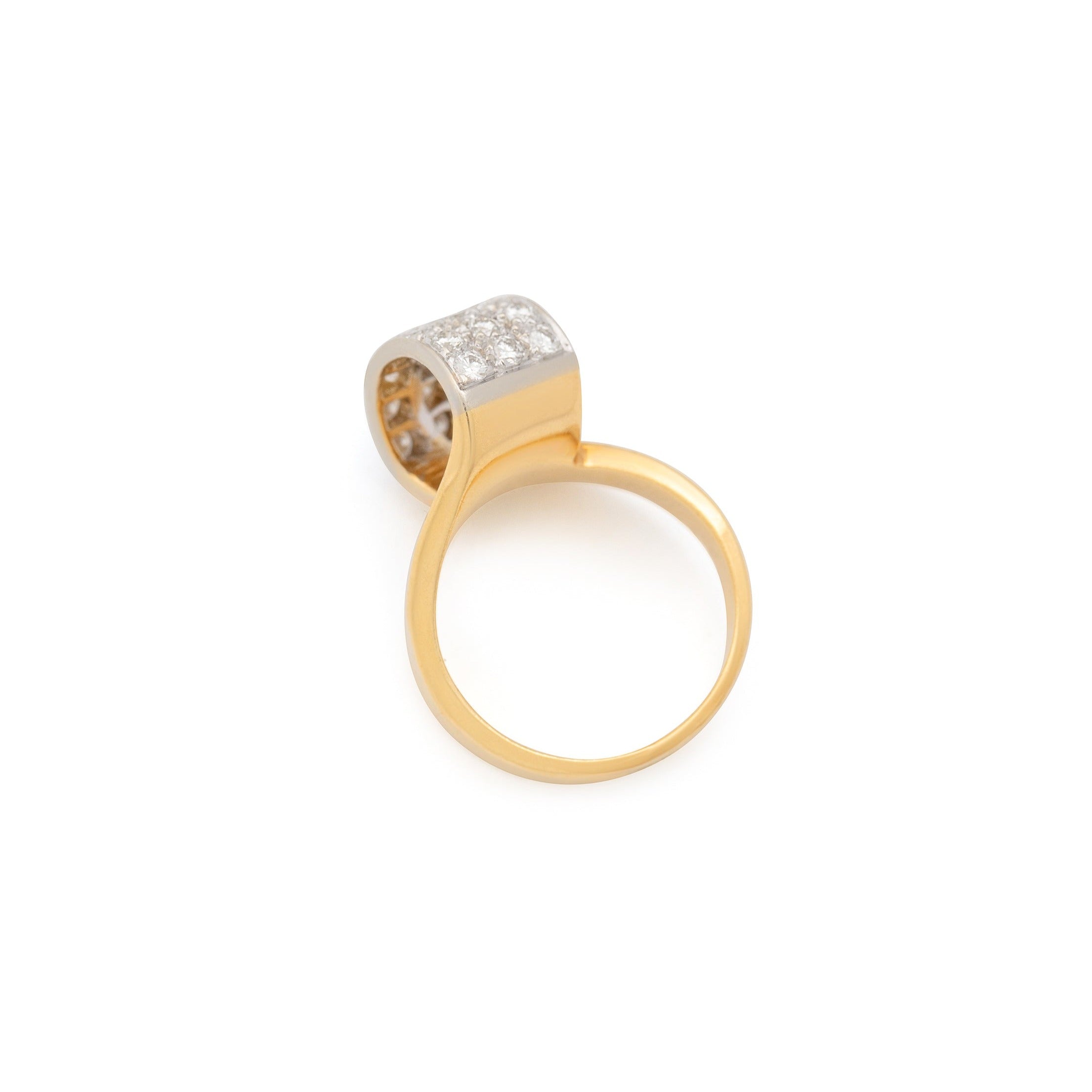 Diamond and 18K Bi-Color Gold Loop Ring