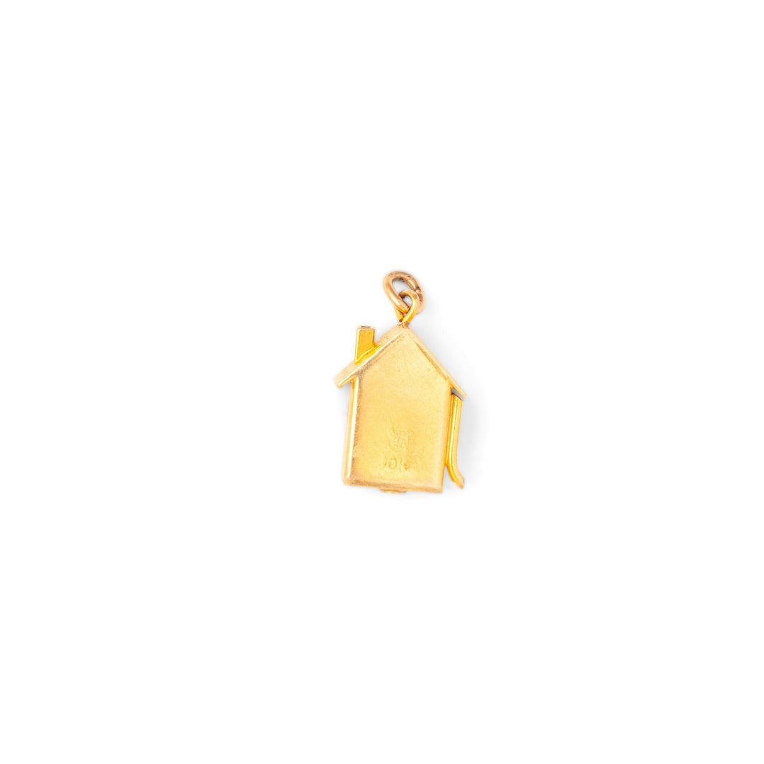 Movable Weather House 10k Gold and Enamel Charm