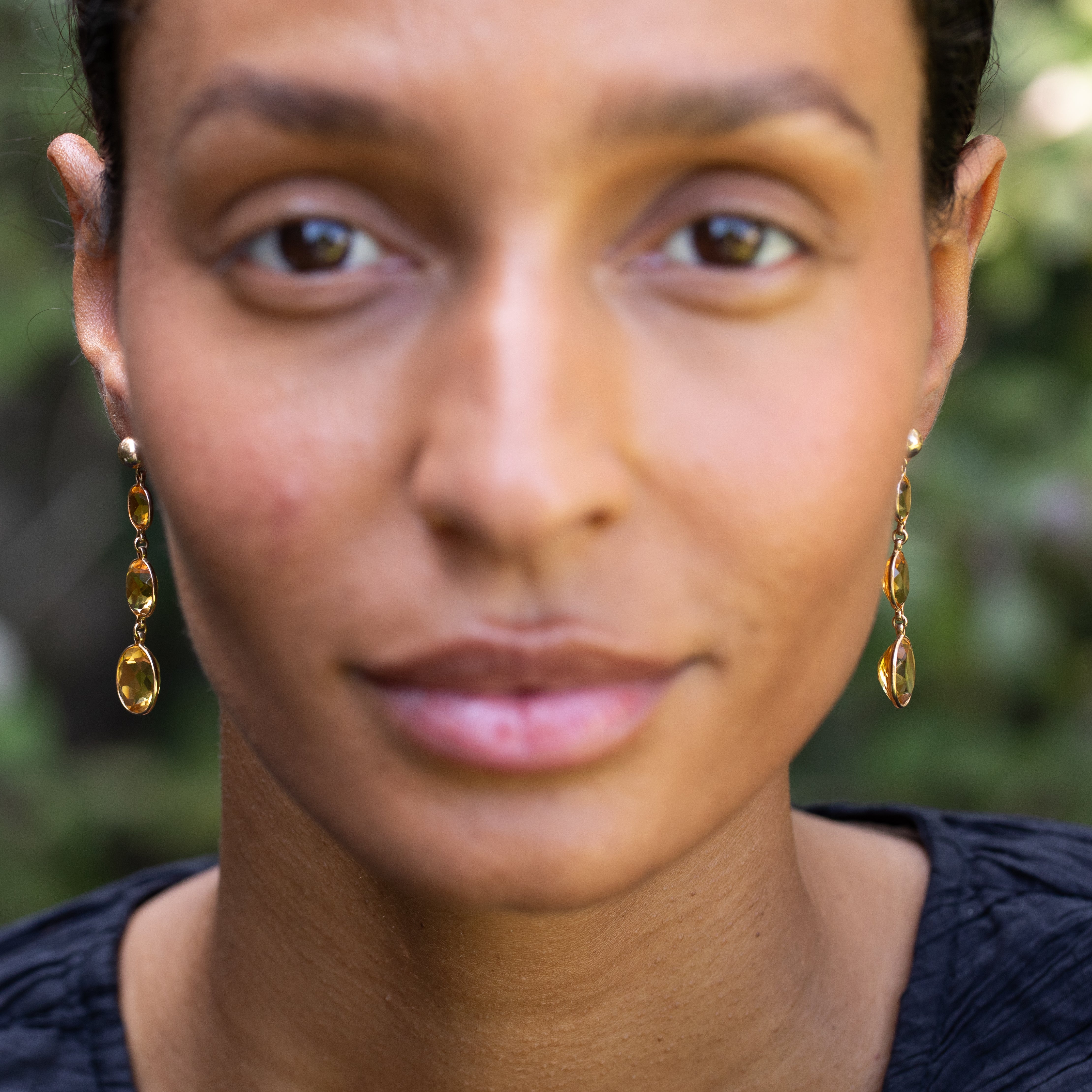 Citrine and 14k Gold Long Dangle Earrings