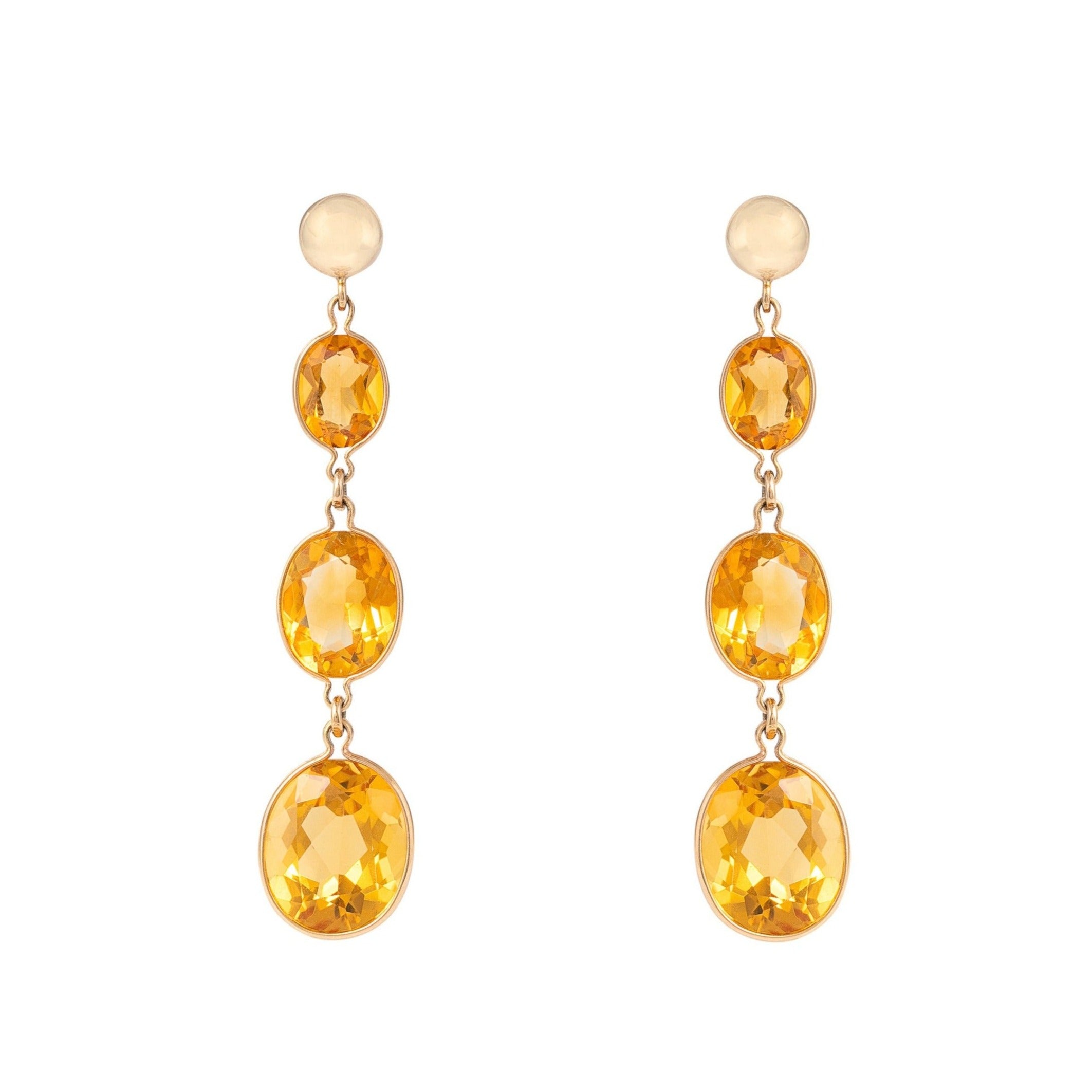 Citrine and 14k Gold Long Dangle Earrings