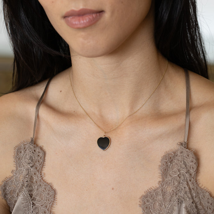 Heart Shaped Onyx and 14K Gold Charm