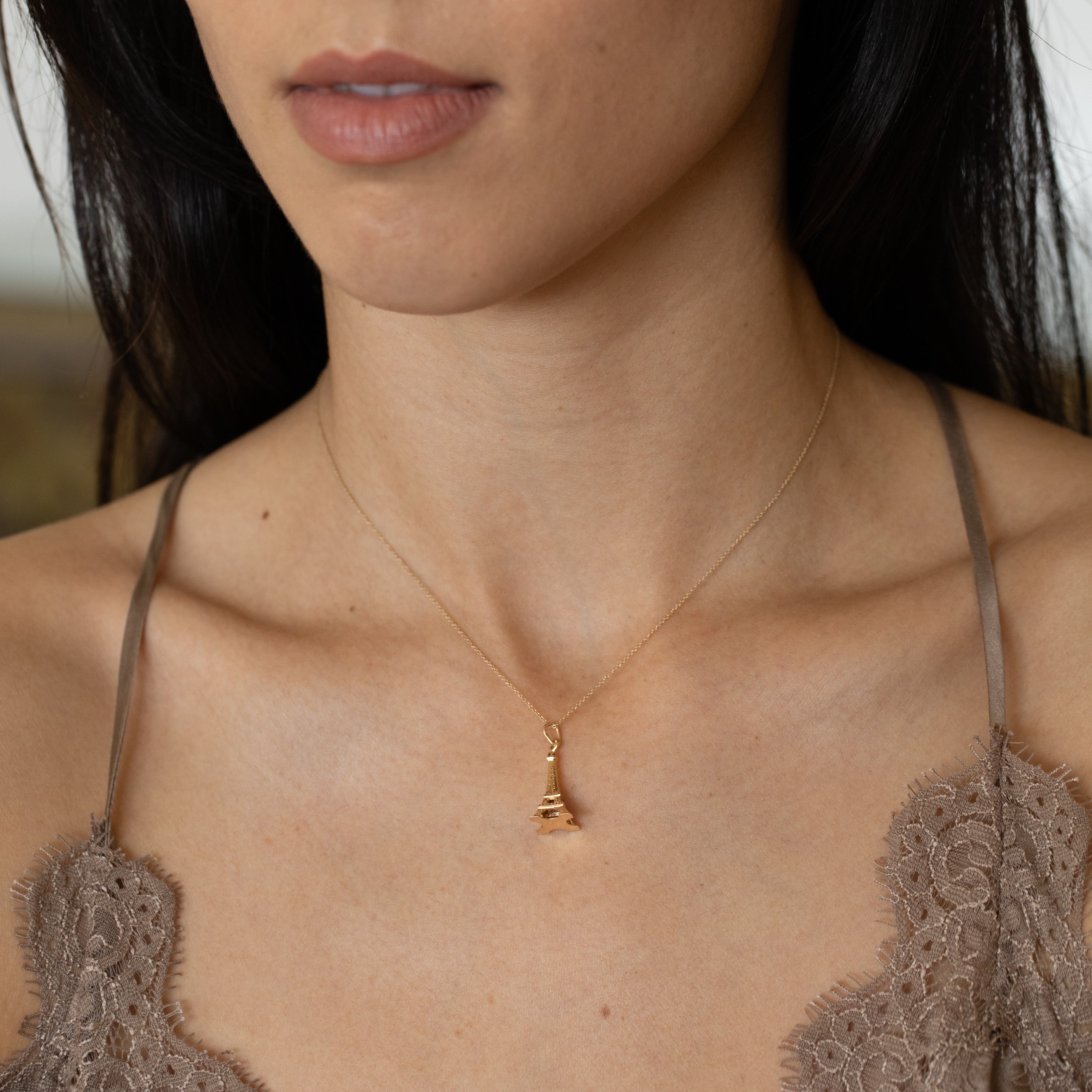 French Eiffel Tower 18k Gold Charm