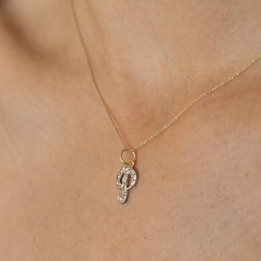 Letter "P" Diamond And 14k Gold Charm