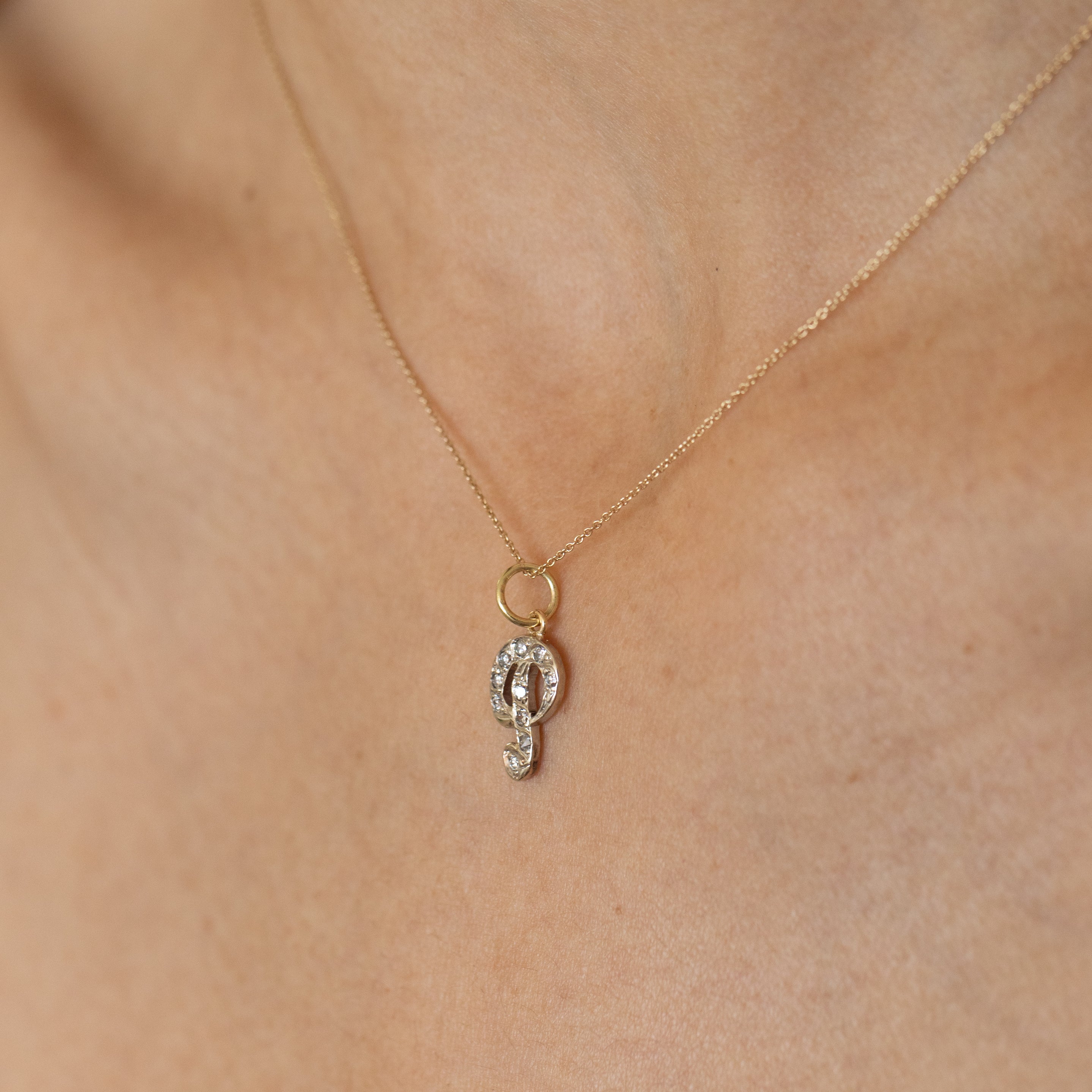 Letter "P" Diamond And 14k Gold Charm