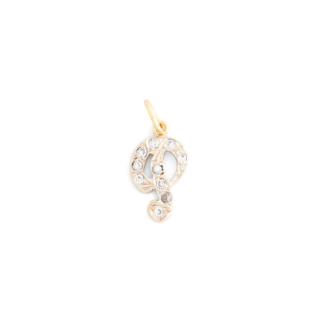 Letter "P" Diamond And 14k Gold Charm