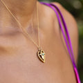 Turquoise and 14K Gold Heart And Leaf Charm