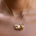 Turquoise and 14K Gold Heart And Leaf Charm