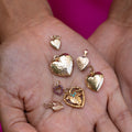 Turquoise and 14K Gold Heart And Leaf Charm