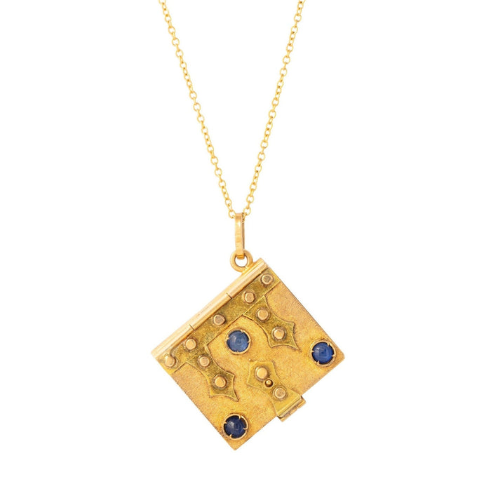 Blue Sapphires and 18K Gold Book Locket
