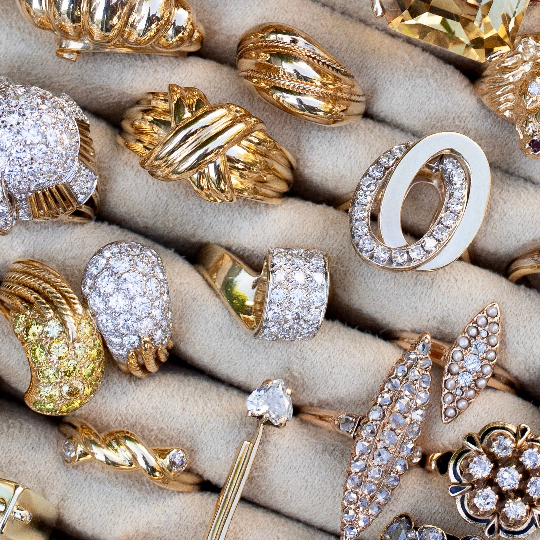 Diamond and 18K Bi-Color Gold Loop Ring