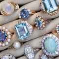 Large Aquamarine, Diamond, and 18K Gold Ring