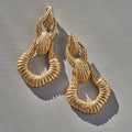 Large Textured 14K Gold Door Knocker Drop Earrings