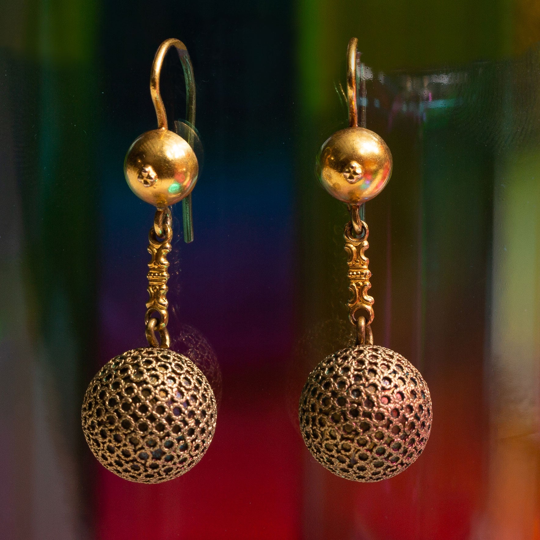 Victorian Etruscan Revival 14k Gold Dangle Earrings