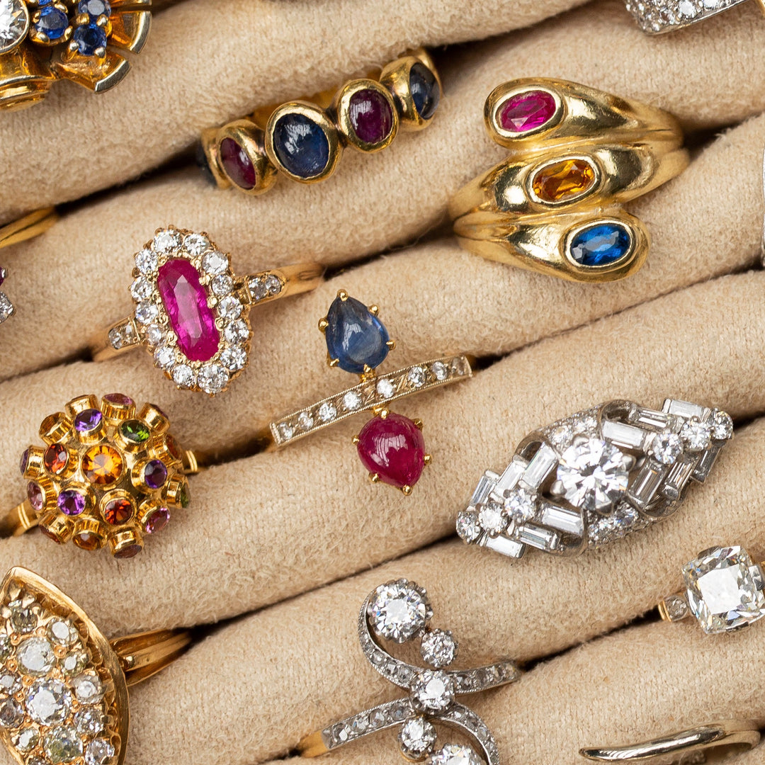French Ruby and Sapphire Toi et Moi 18k Gold Ring