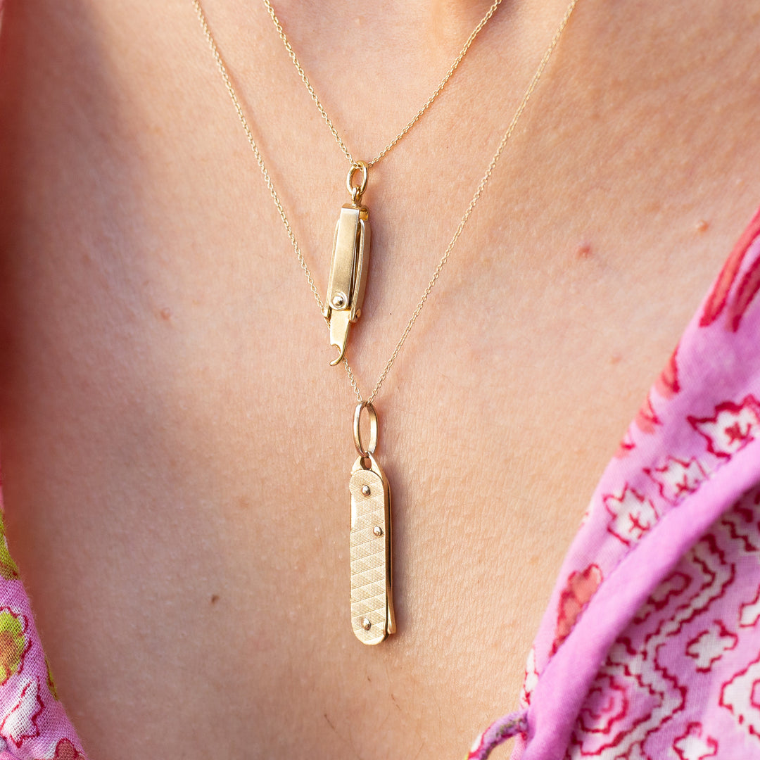 Foldable Knife 14k Gold Charm