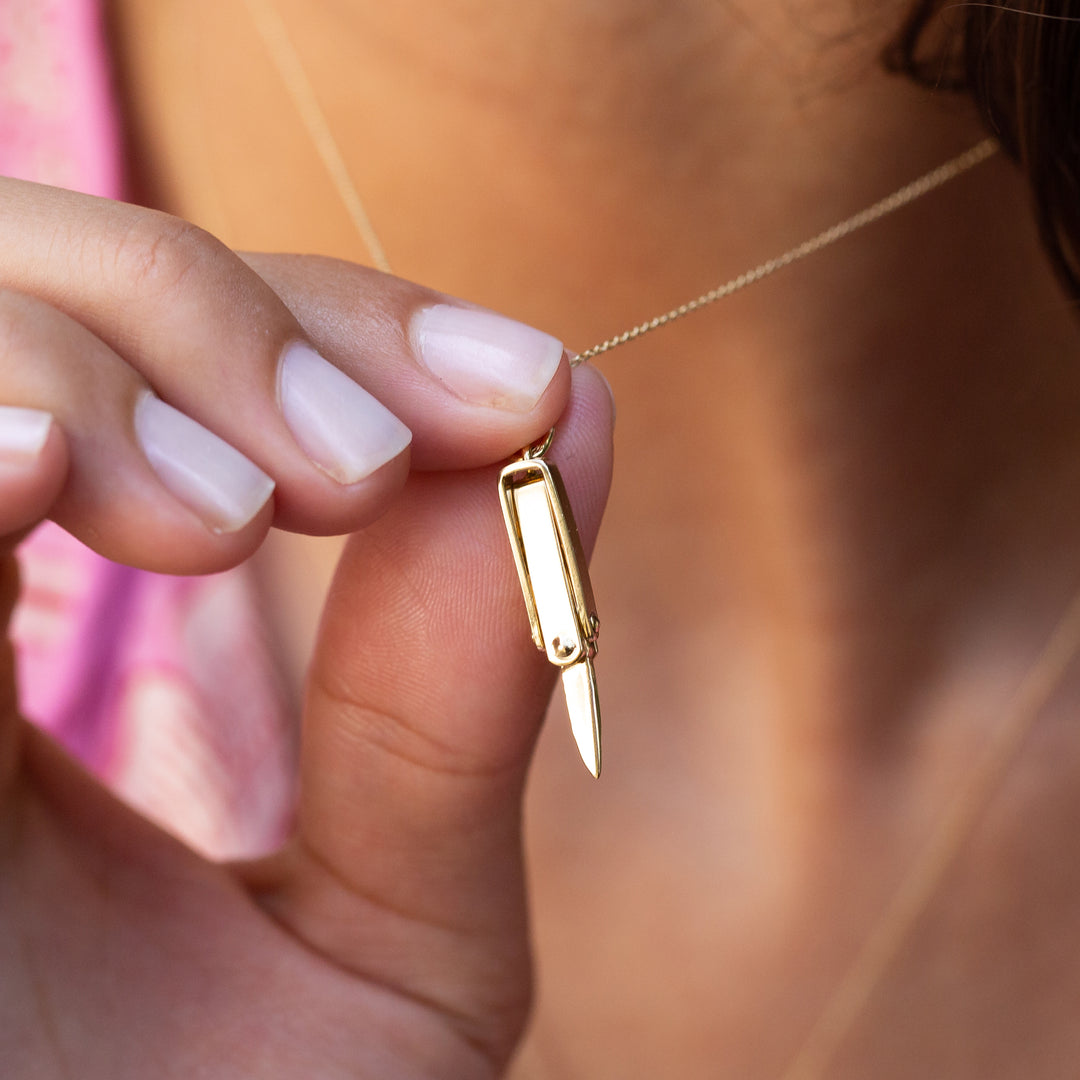 Foldable Knife 14k Gold Charm