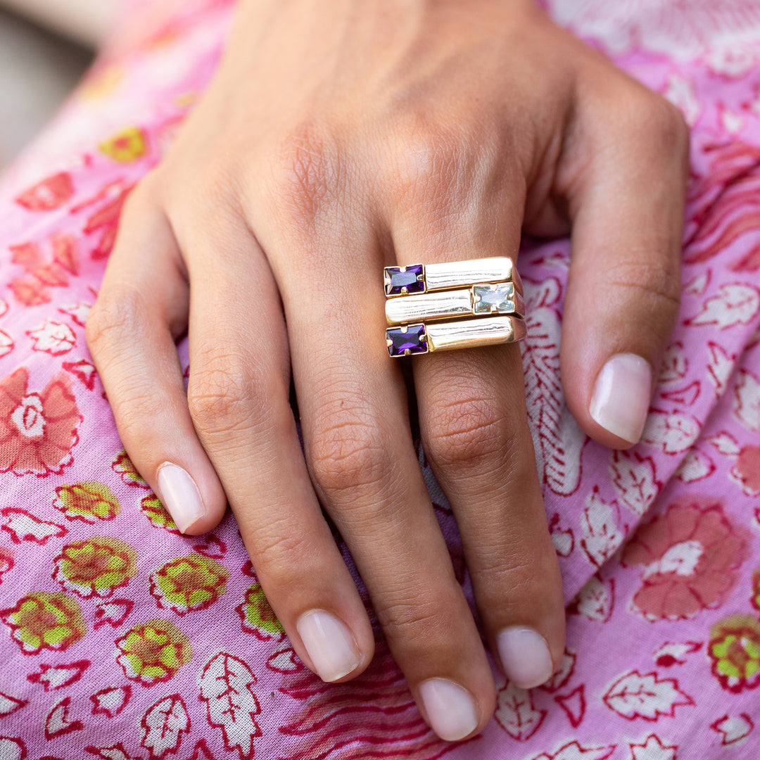 Italian Amethyst and Blue Topaz 14k Gold Ring