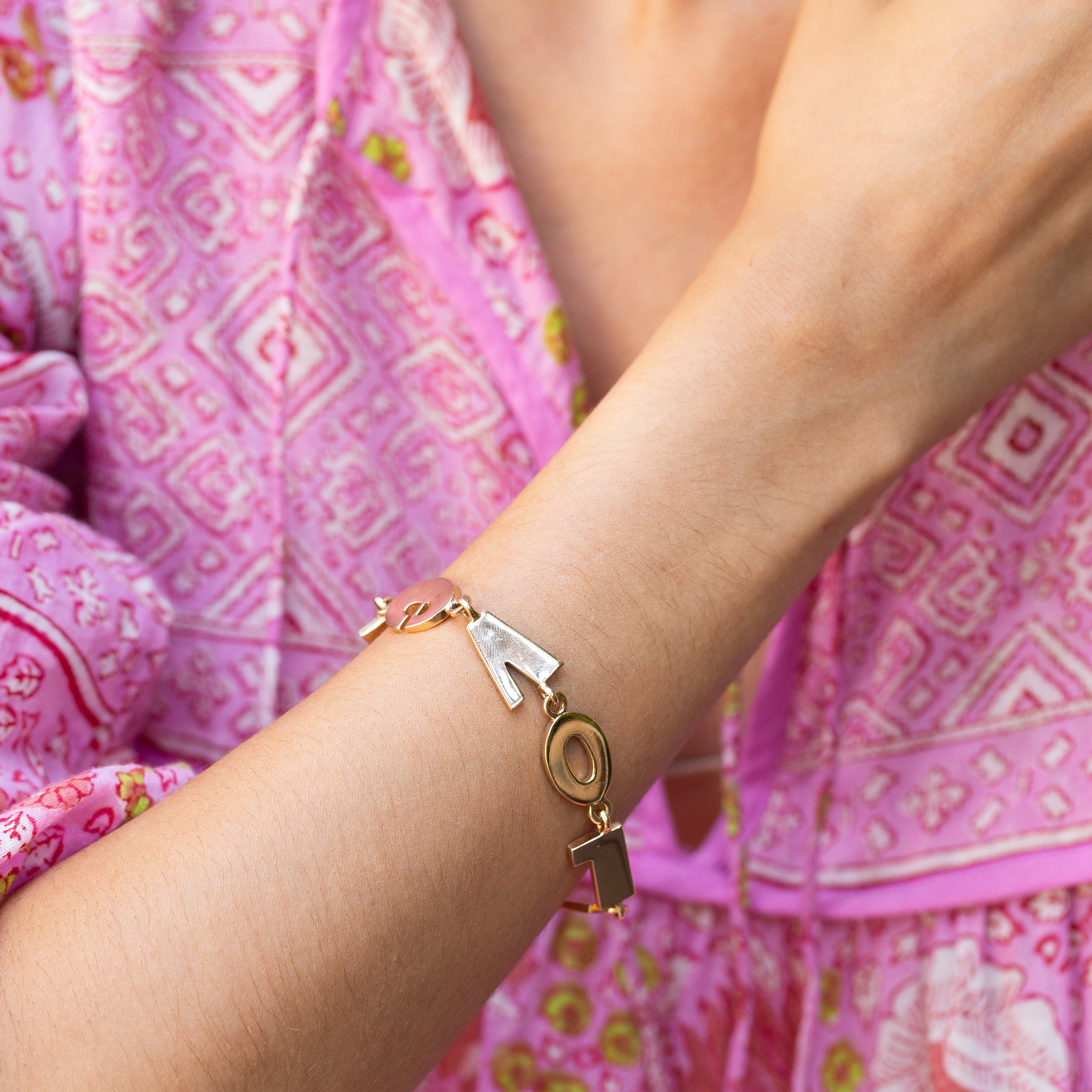 "I LOVE YOU" 14k Gold Link Bracelet