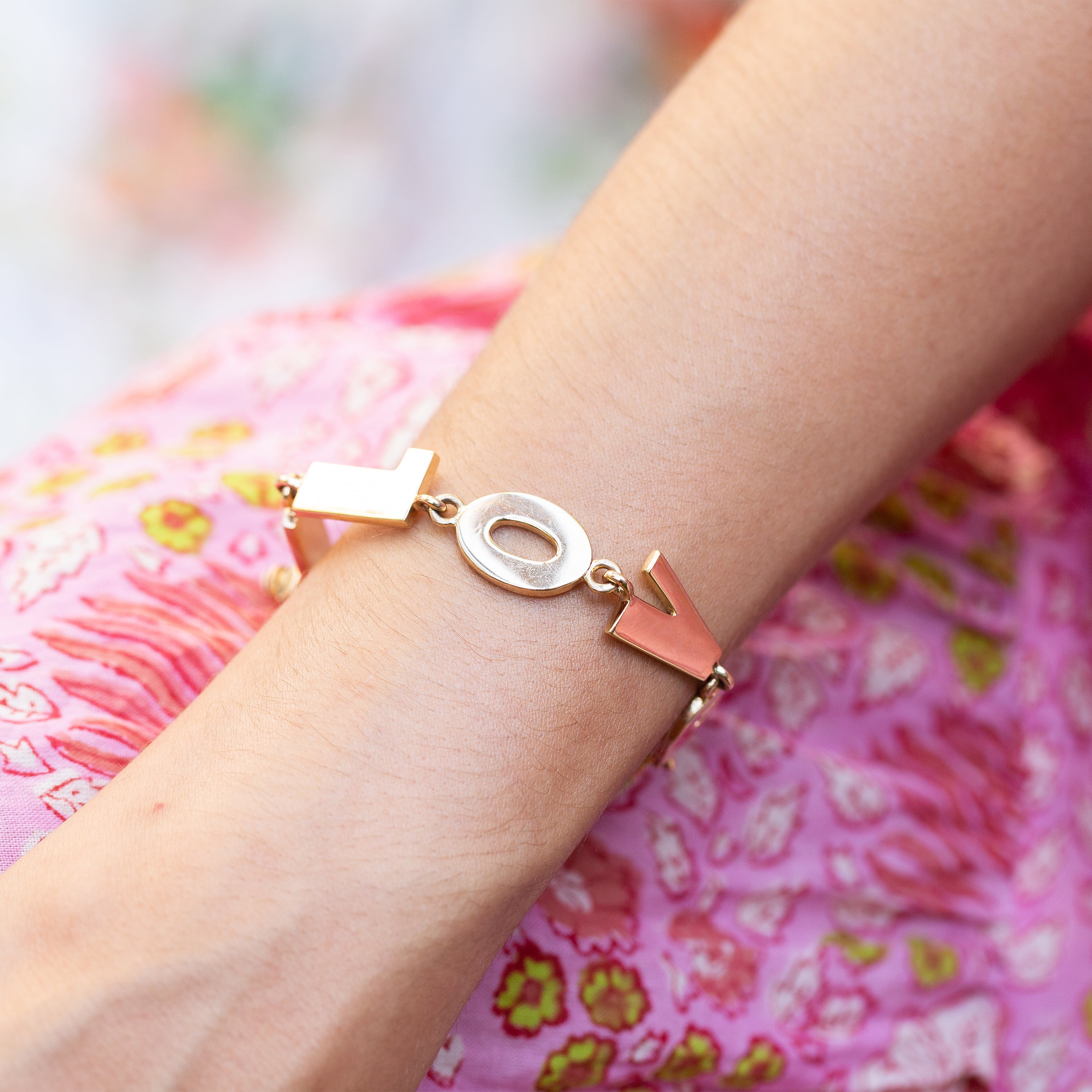 "I LOVE YOU" 14k Gold Link Bracelet