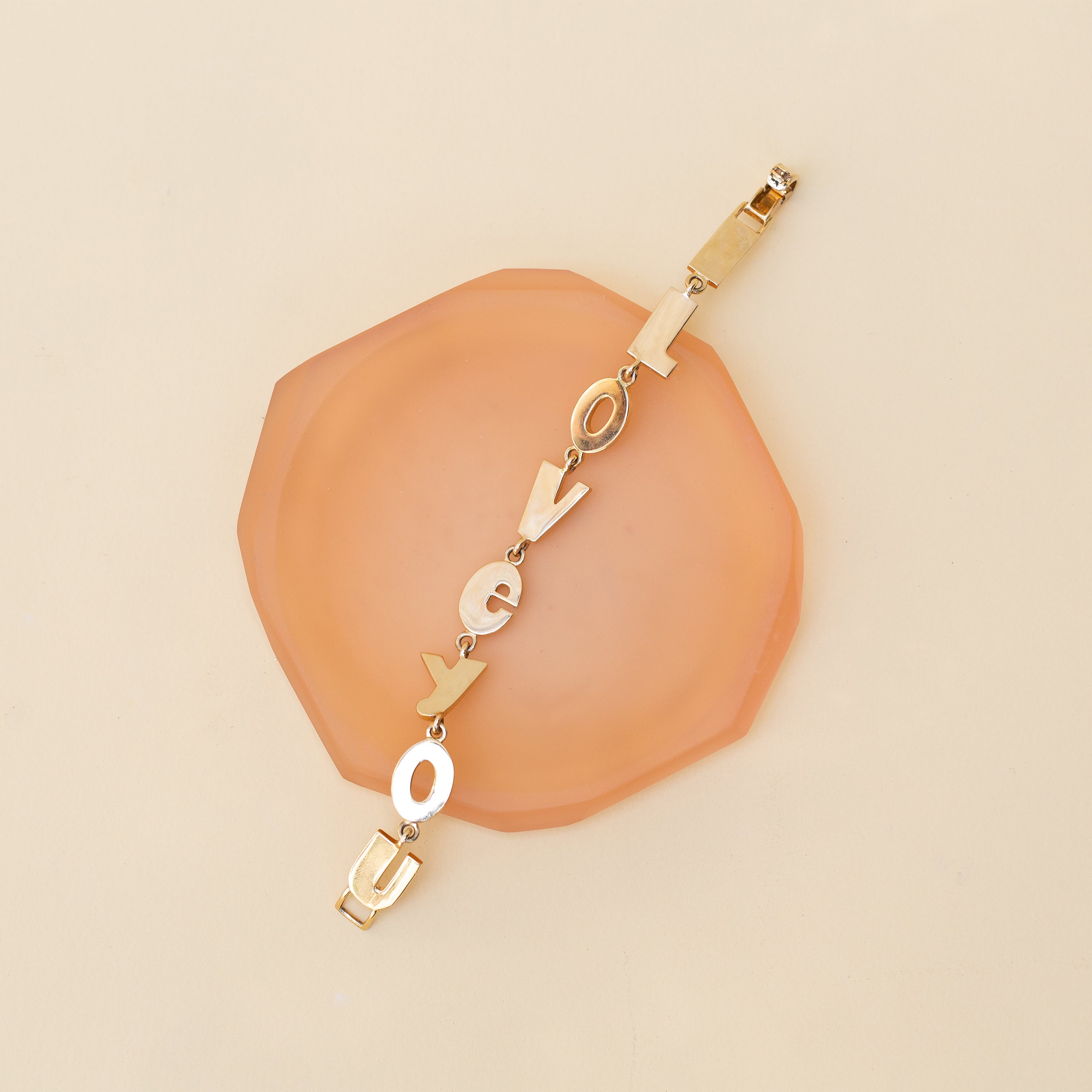 "I LOVE YOU" 14k Gold Link Bracelet
