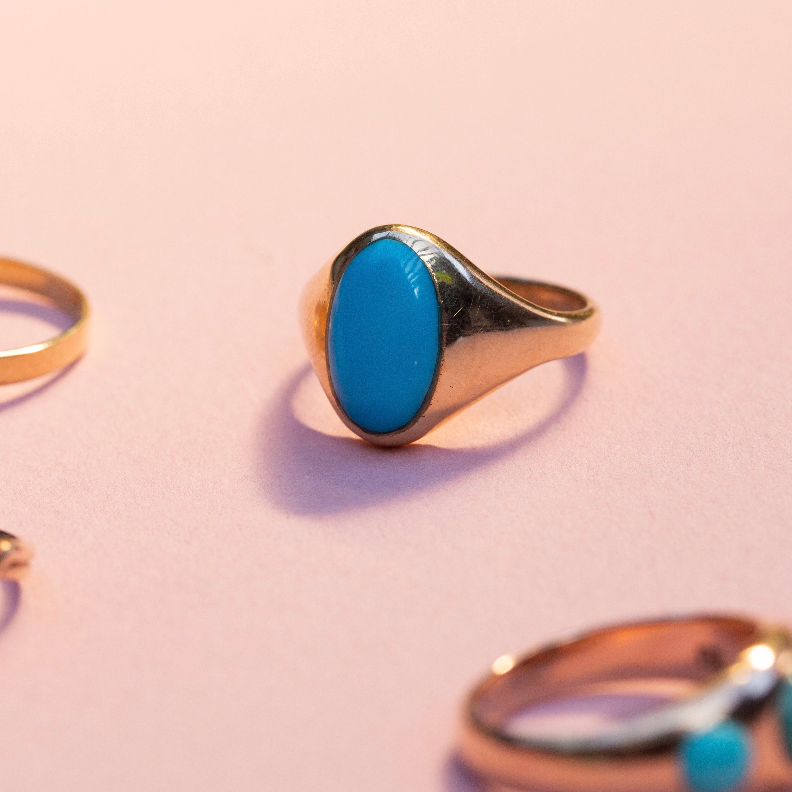 Blue Turquoise and 14k Gold Ring