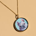 The F&B Custom Hand-Painted Pet Portrait Necklace With Rose Cut Sapphires