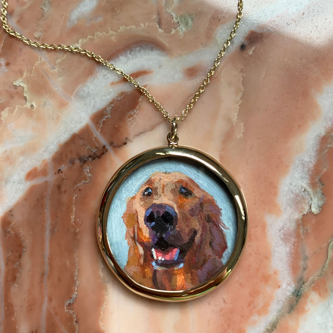 The F&B Custom Hand-Painted Pet Portrait Necklace With Rose Cut Sapphires