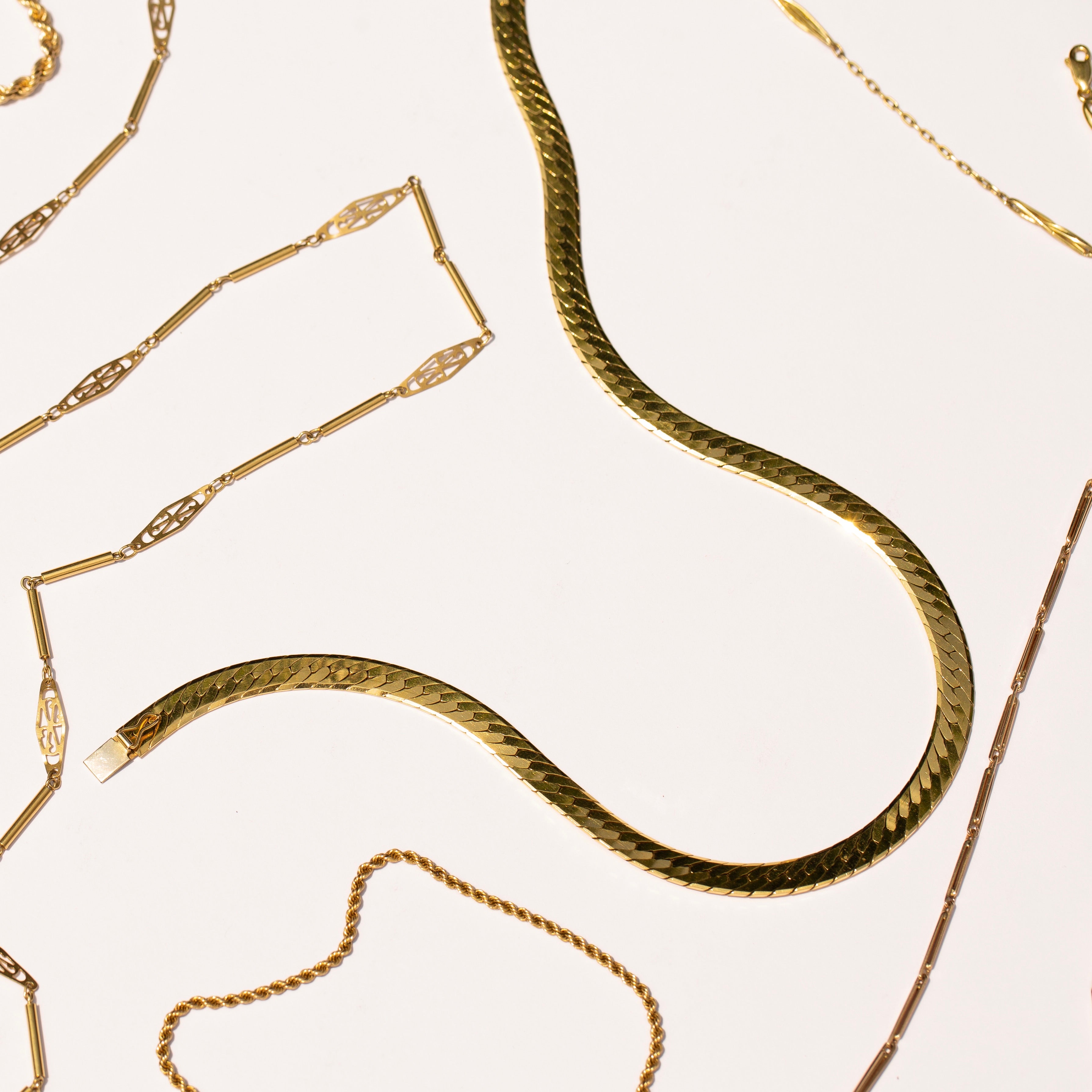 Herringbone 14k Gold Chain Necklace